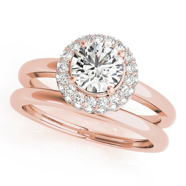 18K Rose Gold 1 3/8 ct tw Halo Diamond Engagement Ring