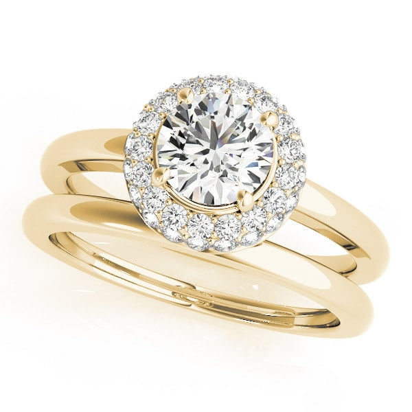 18K Yellow Gold 1 3/8 ct tw Halo Diamond Engagement Ring