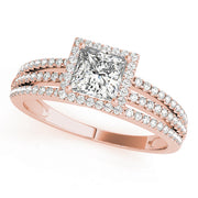 18K Rose Gold 1 1/4 ct tw Halo Diamond Engagement Ring