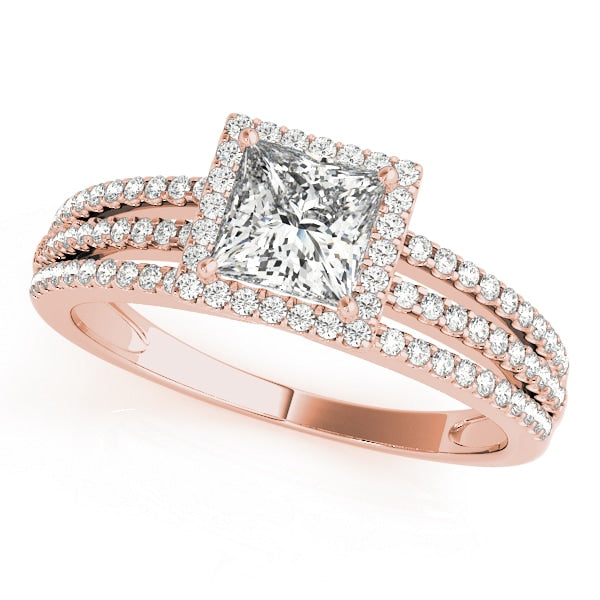 18K Rose Gold 1 1/4 ct tw Halo Diamond Engagement Ring
