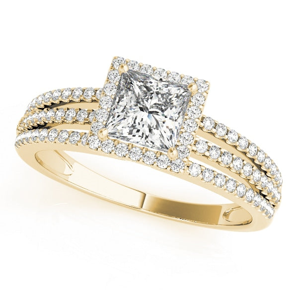 18K Yellow Gold 1 1/4 ct tw Halo Diamond Engagement Ring
