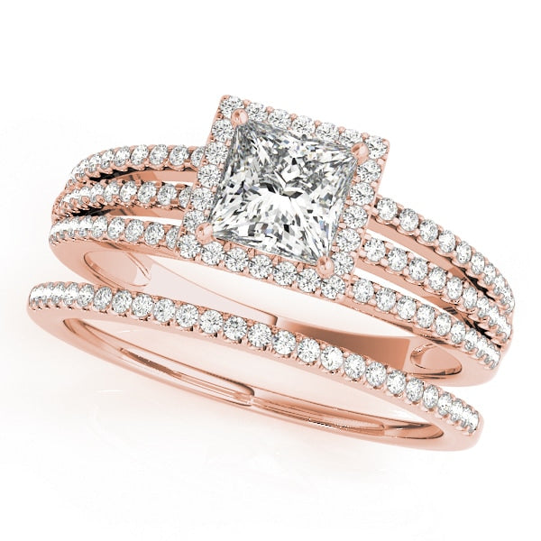 18K Rose Gold 1 1/4 ct tw Halo Diamond Engagement Ring