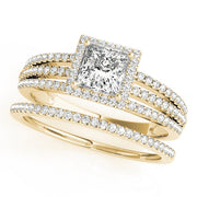 14K Yellow Gold 1 1/4 ct tw Halo Diamond Engagement Ring