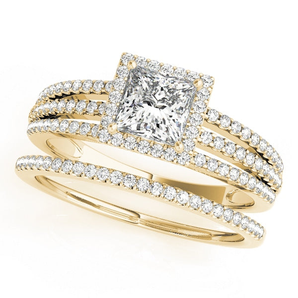 14K Yellow Gold 1 1/4 ct tw Halo Diamond Engagement Ring