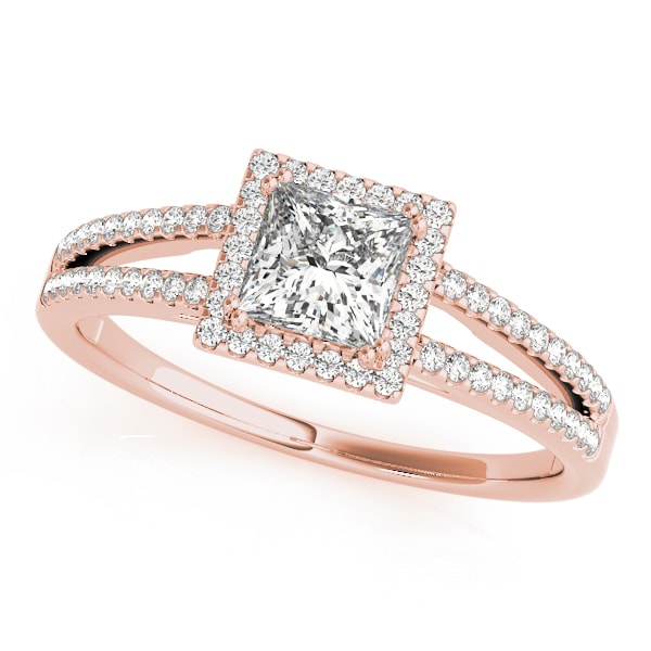 18K Rose Gold 1 ct tw Halo Diamond Engagement Ring