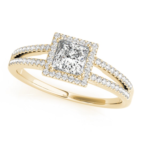 14K Yellow Gold 1 ct tw Halo Diamond Engagement Ring