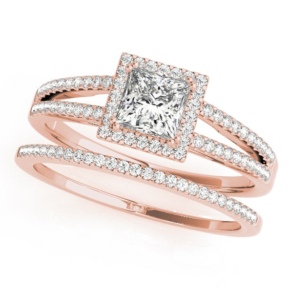14K Rose Gold 1 ct tw Halo Diamond Engagement Ring