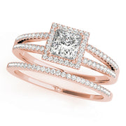 14K Rose Gold 1 ct tw Halo Diamond Engagement Ring