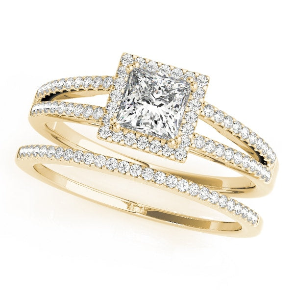 14K Yellow Gold 1 ct tw Halo Diamond Engagement Ring