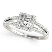 18K White Gold 1 ct tw Halo Diamond Engagement Ring