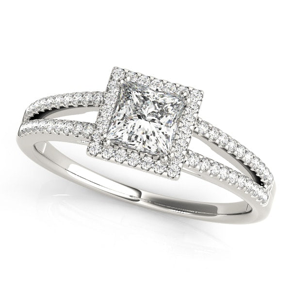 18K White Gold 1 ct tw Halo Diamond Engagement Ring