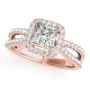 18K Rose Gold 1 1/6 ct tw Halo Diamond Engagement Ring