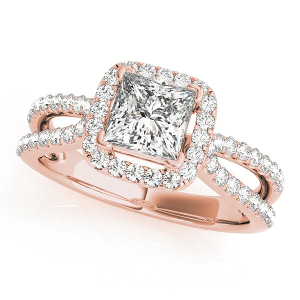 18K Rose Gold 1 1/6 ct tw Halo Diamond Engagement Ring