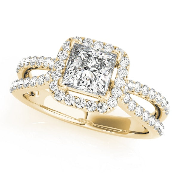 18K Yellow Gold 1 1/6 ct tw Halo Diamond Engagement Ring