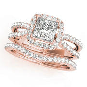 14K Rose Gold 1 1/6 ct tw Halo Diamond Engagement Ring