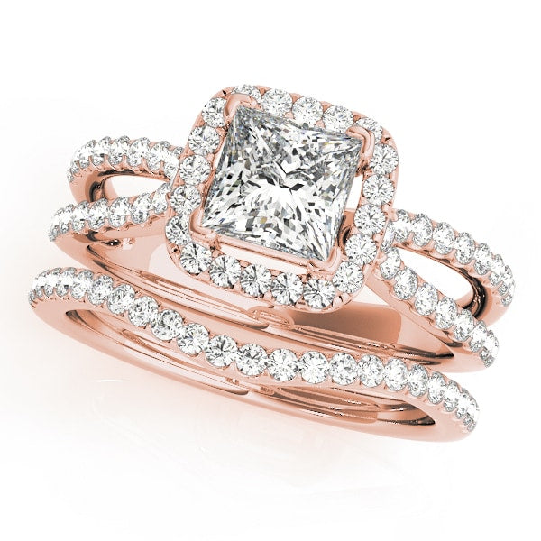 18K Rose Gold 1 1/6 ct tw Halo Diamond Engagement Ring