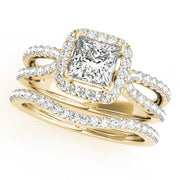 18K Yellow Gold 1 1/6 ct tw Halo Diamond Engagement Ring