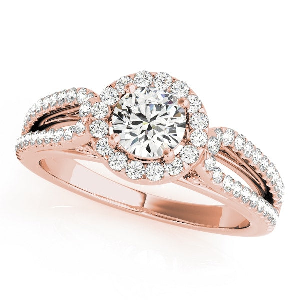 18K Rose Gold 7/8 ct tw Halo Diamond Engagement Ring