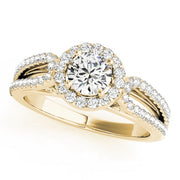 18K Yellow Gold 7/8 ct tw Halo Diamond Engagement Ring