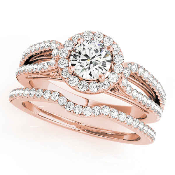 18K Rose Gold 7/8 ct tw Halo Diamond Engagement Ring