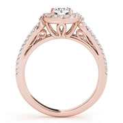 18K Rose Gold 7/8 ct tw Halo Diamond Engagement Ring