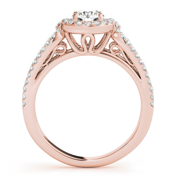 14K Rose Gold 7/8 ct tw Halo Diamond Engagement Ring