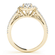 14K Yellow Gold 7/8 ct tw Halo Diamond Engagement Ring