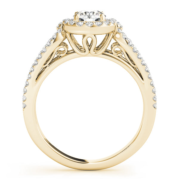 14K Yellow Gold 7/8 ct tw Halo Diamond Engagement Ring