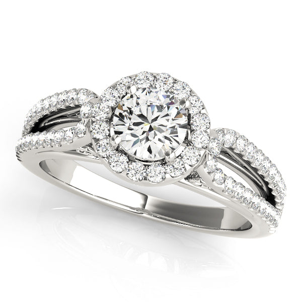 18K White Gold 7/8 ct tw Halo Diamond Engagement Ring