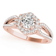 14K Rose Gold 1 3/8 ct tw Halo Diamond Engagement Ring