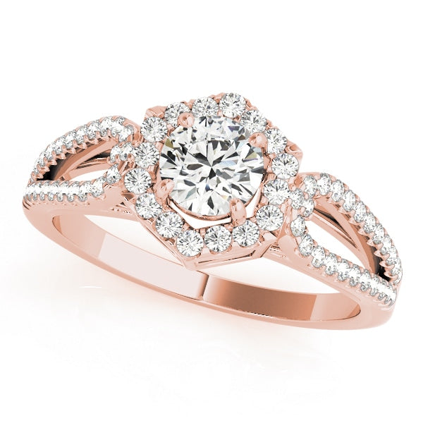14K Rose Gold 1 3/8 ct tw Halo Diamond Engagement Ring
