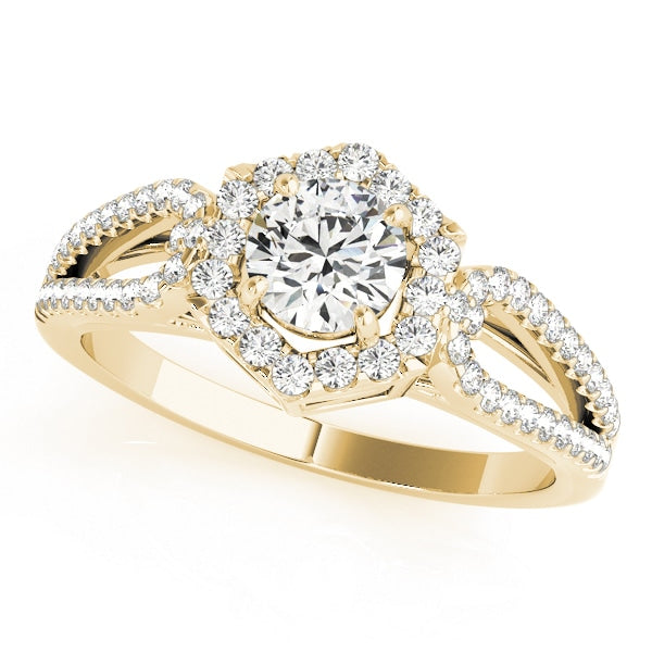 18K Yellow Gold 1 3/8 ct tw Halo Diamond Engagement Ring