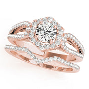 14K Rose Gold 1 3/8 ct tw Halo Diamond Engagement Ring