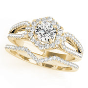 18K Yellow Gold 1 3/8 ct tw Halo Diamond Engagement Ring