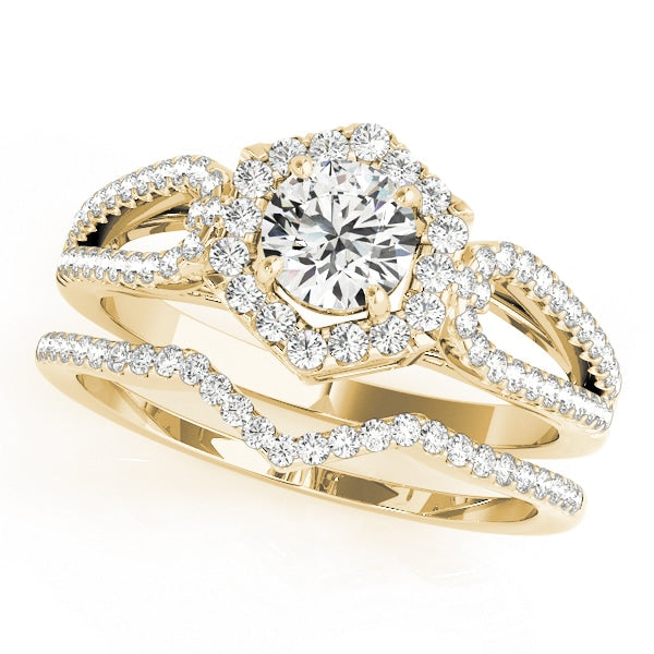 14K Yellow Gold 1 3/8 ct tw Halo Diamond Engagement Ring
