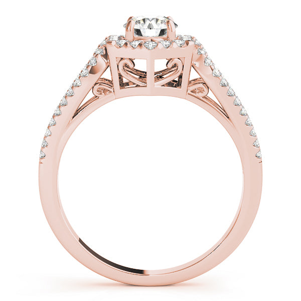 14K Rose Gold 1 3/8 ct tw Halo Diamond Engagement Ring