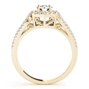 18K Yellow Gold 1 3/8 ct tw Halo Diamond Engagement Ring