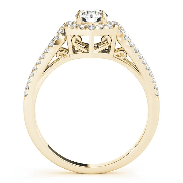 14K Yellow Gold 1 3/8 ct tw Halo Diamond Engagement Ring