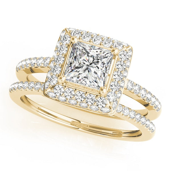 14K Yellow Gold 1 1/5 ct tw Halo Diamond Engagement Ring