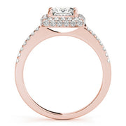 18K Rose Gold 1 1/5 ct tw Halo Diamond Engagement Ring
