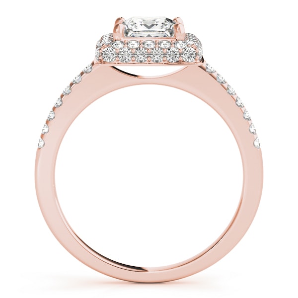 18K Rose Gold 1 1/5 ct tw Halo Diamond Engagement Ring