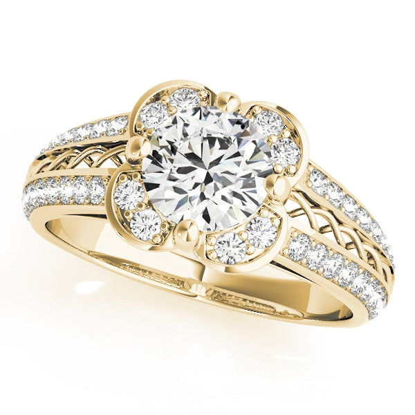 14K Yellow Gold 1 3/8 ct tw Halo Diamond Engagement Ring