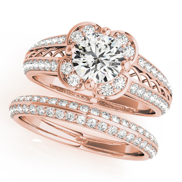 18K Rose Gold 1 3/8 ct tw Halo Diamond Engagement Ring