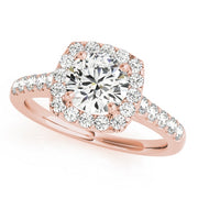 18K Rose Gold 1 1/2 ct tw Halo Diamond Engagement Ring
