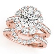 18K Rose Gold 1 3/4 ct tw Halo Diamond Engagement Ring