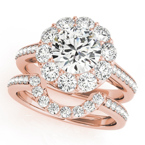 18K Rose Gold 1 3/4 ct tw Halo Diamond Engagement Ring