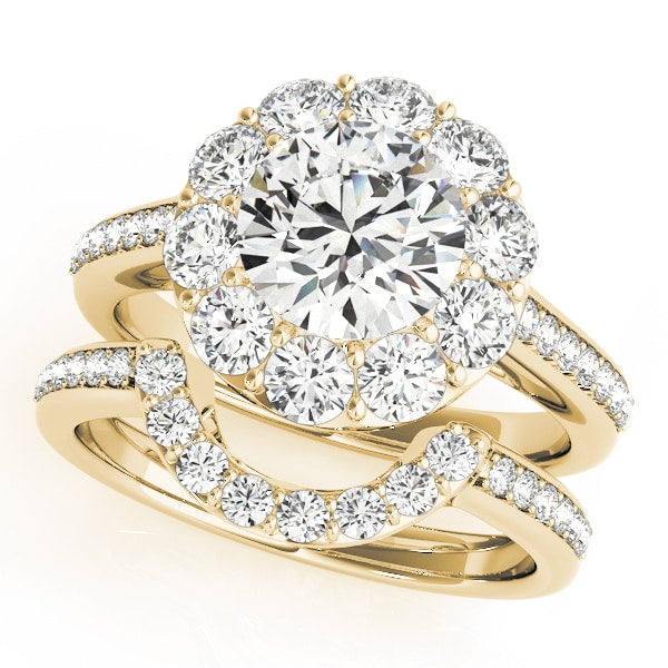 18K Yellow Gold 1 3/4 ct tw Halo Diamond Engagement Ring