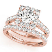 18K Rose Gold 1 3/4 ct tw Halo Diamond Engagement Ring