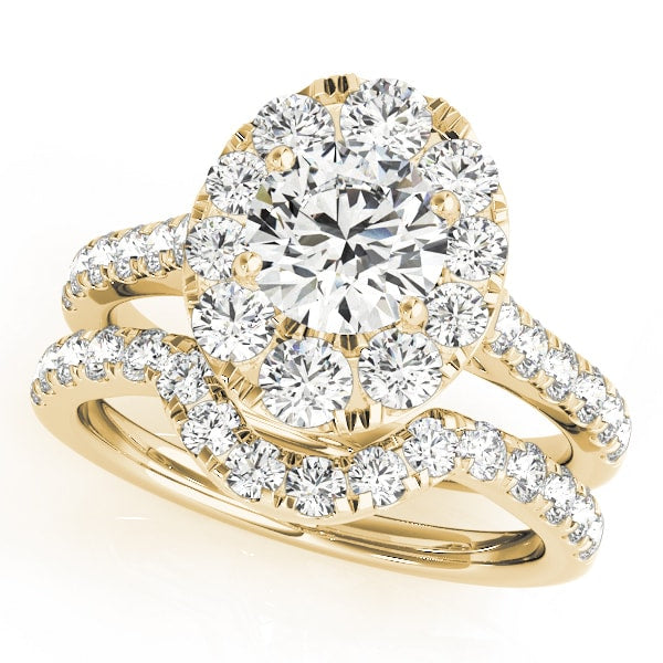 14K Yellow Gold 1 7/8 ct tw Halo Diamond Engagement Ring