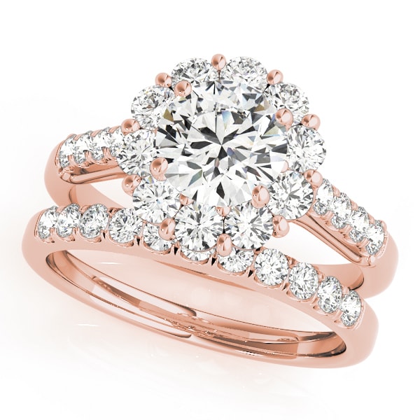 18K Rose Gold 1 7/8 ct tw Halo Diamond Engagement Ring